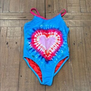 Limeapple tie dye heart one piece swim suit girls 5 bathing suit